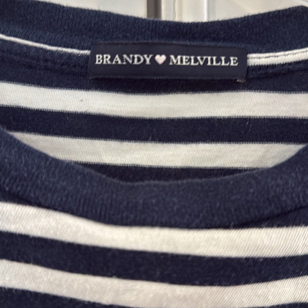 Brandy Melville Navy and White Striped Top - Picture 2 of 4